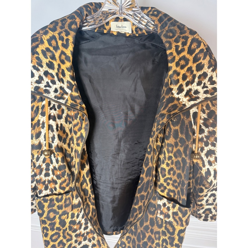 Neiman Marcus Jacket Womens L Leopard Animal Print Cotton Zip Up - Picture 3 of 8